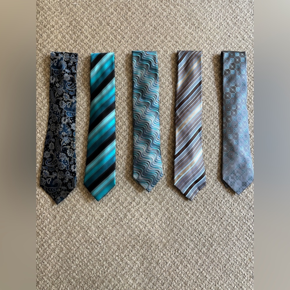 Men's Tie Set - Black, Teal, Gray